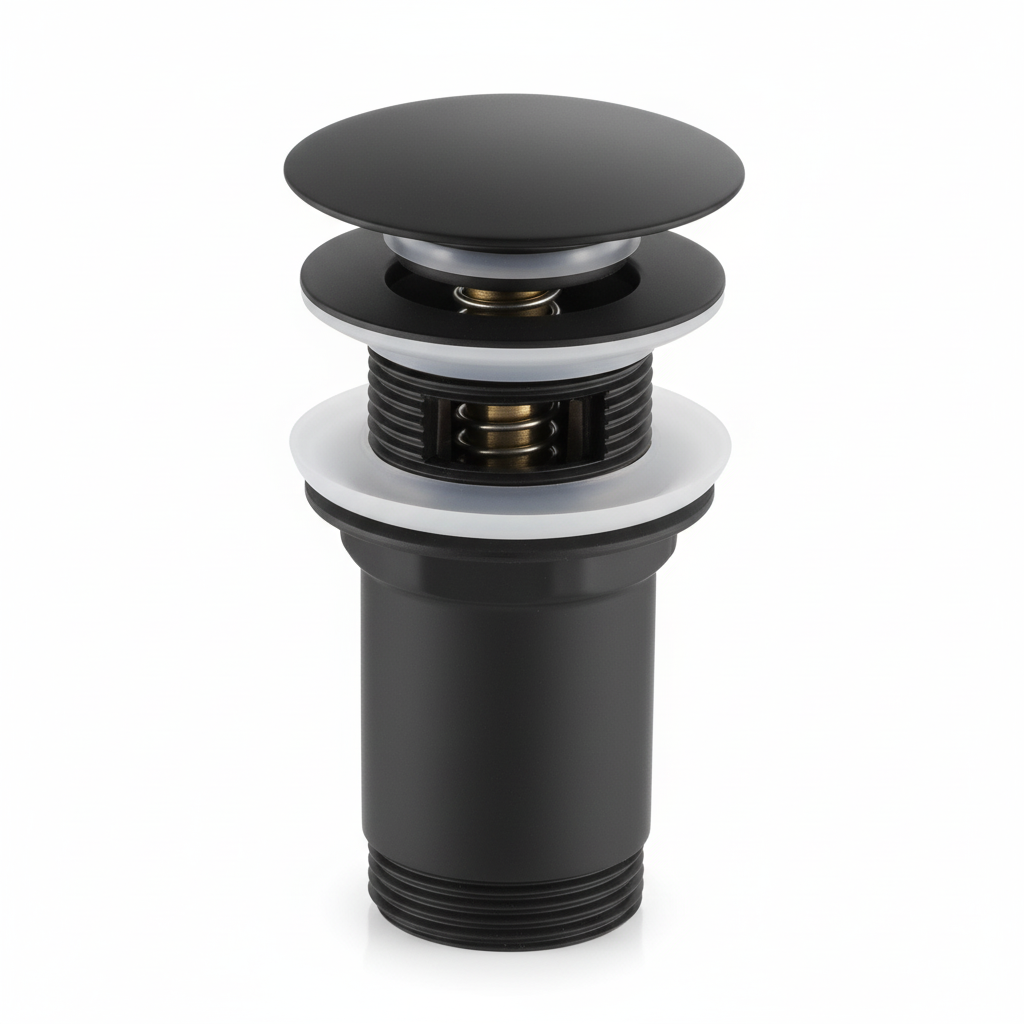 Vidage Lavabo Clic Clac Noir avec Trop-Plein 2040F Fabia - Système pop-up moderne pour salle de bain