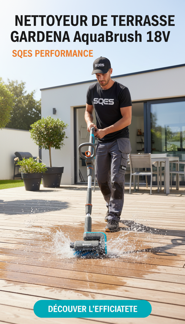 Nettoyeur de Terrasse GARDENA AquaBrush 18V P4A - Sans Fil - Batterie 2,5Ah