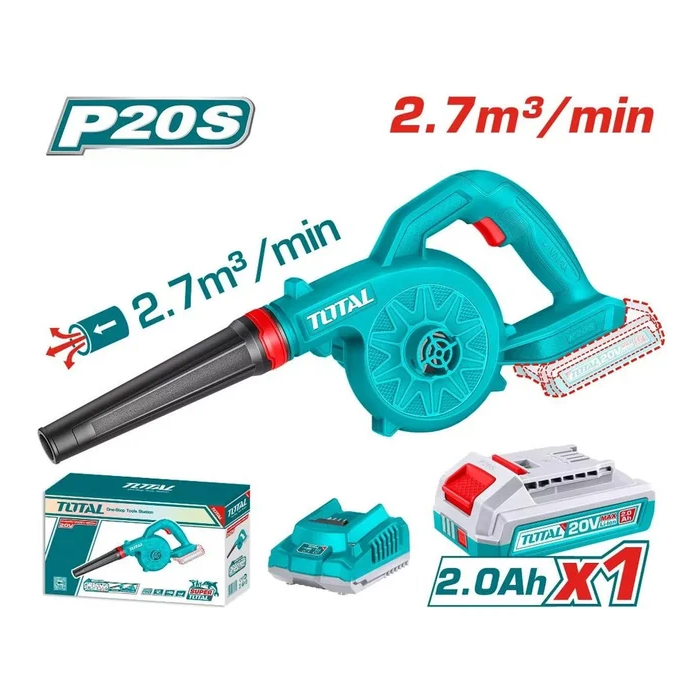 Souffleur sans fil 20V TOTAL TABLI20781 débit 2,7 m³/min batterie 2Ah P20S – sqes menzah 8 bricolage meilleur prix en tunisie