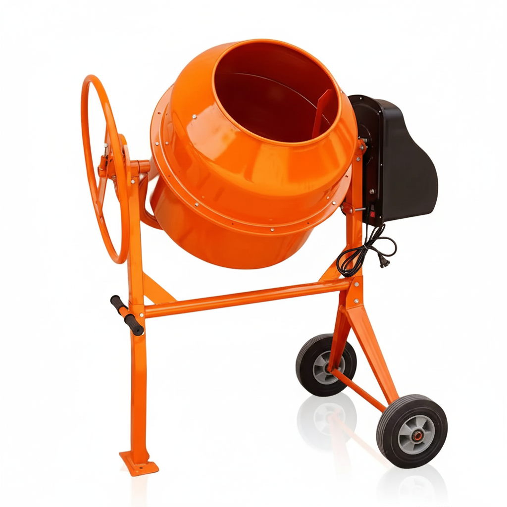 Bétonnière électrique 300 litres 2200W orange pour construction industrielle