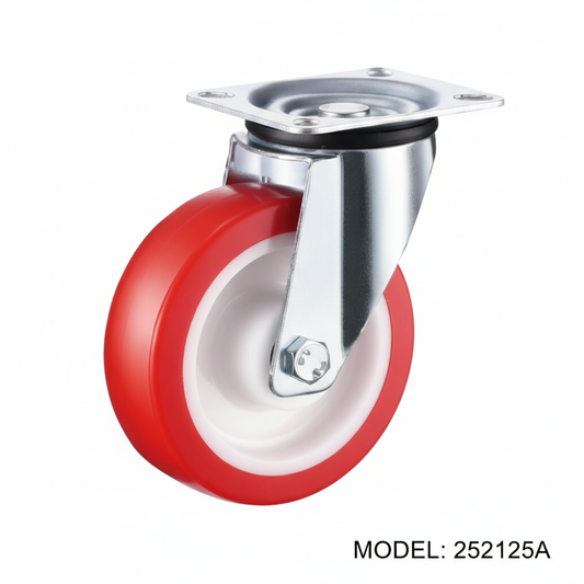 Roue acier inoxydable pivotante 125mm rouge 252125A - photo professionnelle
