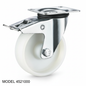 Roue nylon industriel pivotante avec plaque et frein 100mm blanc 452100 - photo professionnelle