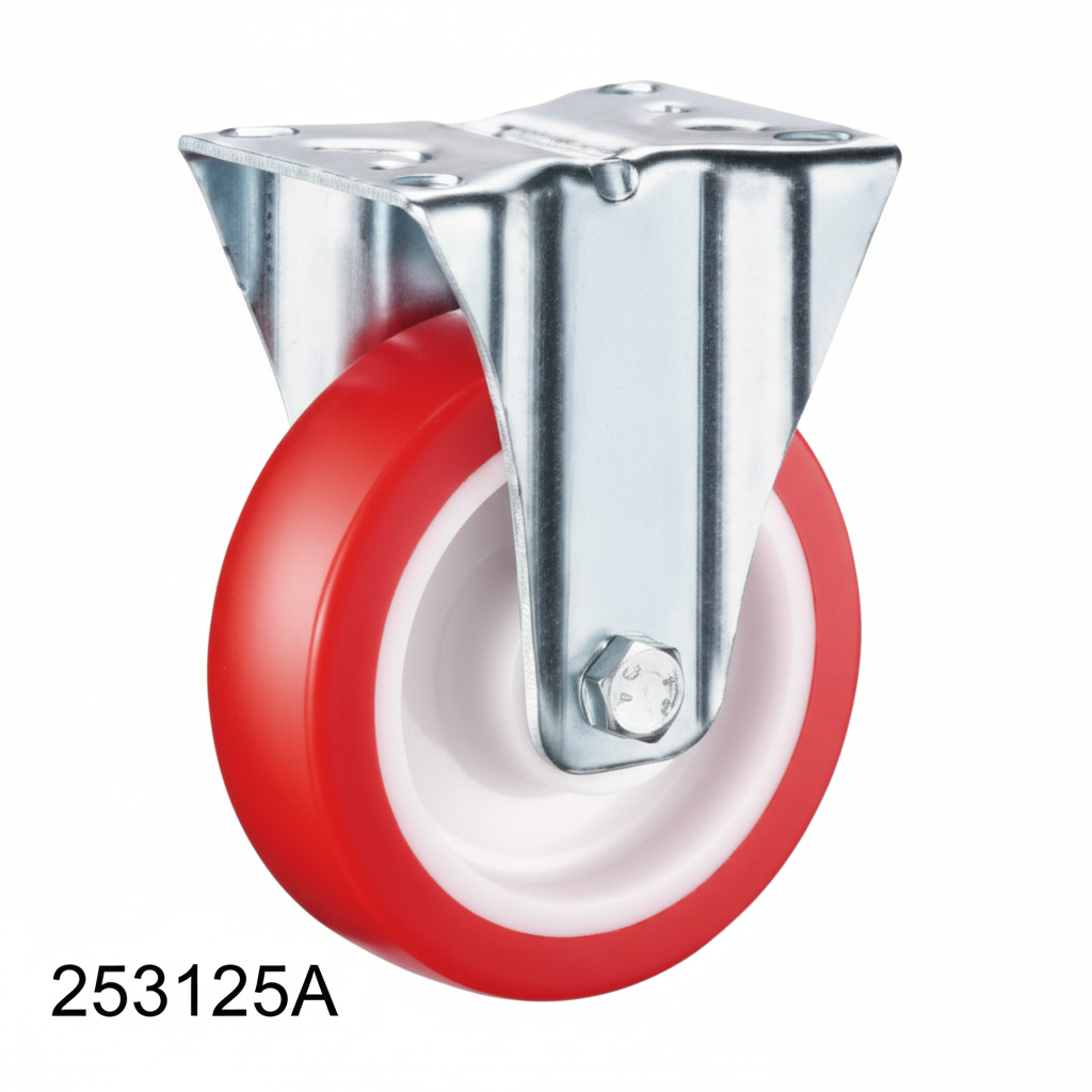 Roue acier inoxydable fixe 125mm rouge 253125A - photo professionnelle