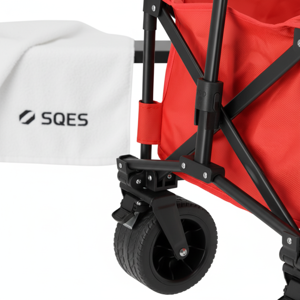 Détail mécanisme roues et poignée télescopique chariot YATO Oxford 600D