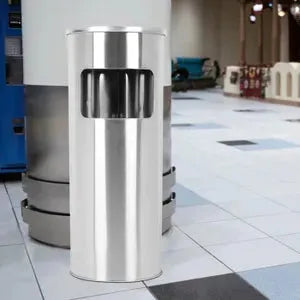 Poubelle sur pied avec cendrier en inox 18l - SQES