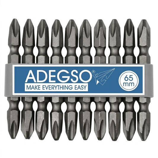 Jeu de 10 embouts doubles magnétiques 65 mm ADEGSO AD-30050 — Screwdriver Bits Set S2 magnétique pour visseuse compatible | SQES Tunisie
