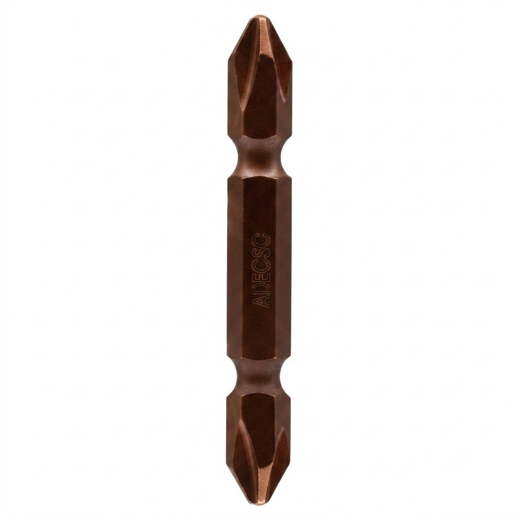 Jeu ADEGSO AD-30051 comprenant 10 embouts doubles PH2 de 65 mm avec indication S2, pour vis et outils compatibles.