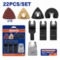Jeu de 22 Accessoires Scie Multifonction WADFOW WMA9417 — Lames Oscillantes Coupe Bois Métal PVC Ponçage Chantier | SQES Tunisie
