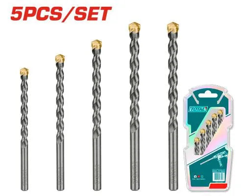 Jeu de 6 mèches HSS TOTAL TACSD0605 – acier rapide, 6 tailles 2/3/4/5/6/8mm, coupe nette métal bois plastique, compatible perceuses standard

