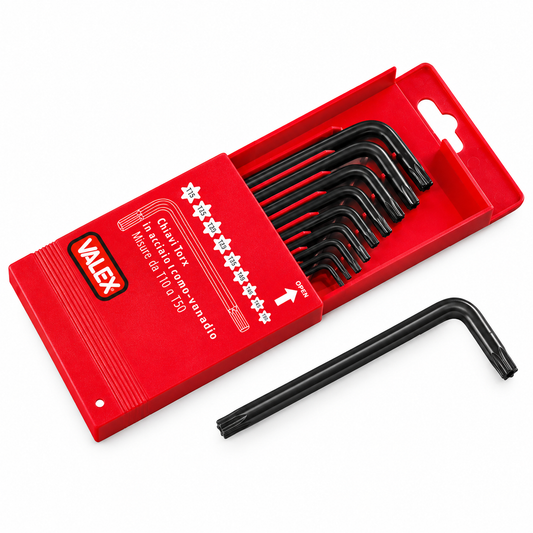 Jeu de 9 clés Allen Ball Point CR-V VALEX 1470042 de 1,5 à 10 mm avec finition brunie et support de rangement | SQES Tunisie
