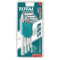 Jeu de 9 clés mâles longues TOTAL THT106191 – acier Cr-V traité thermiquement, chromé, bras long, 9 tailles 1,5 à 10mm
