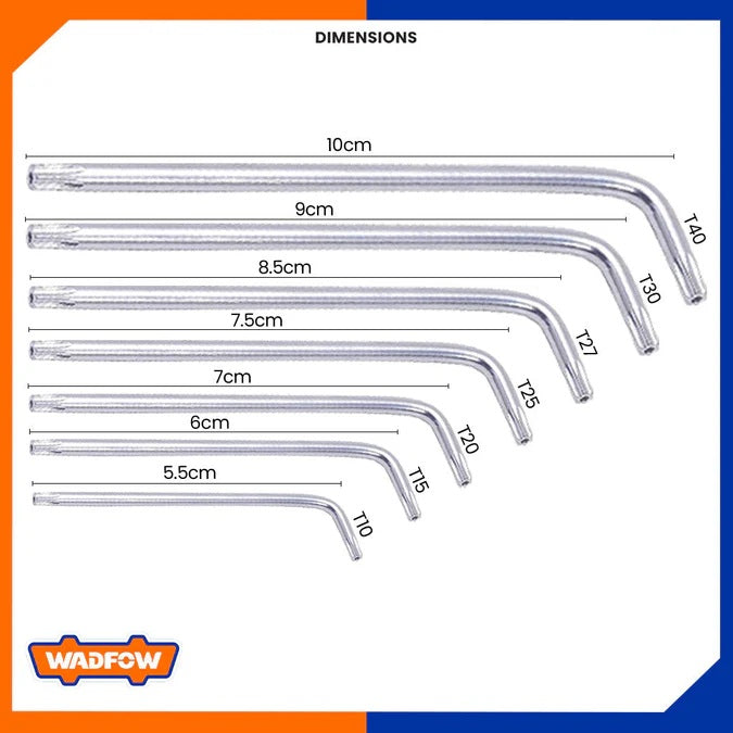 Jeu de 7 Cles Etoiles - Torx Courtes - SQES