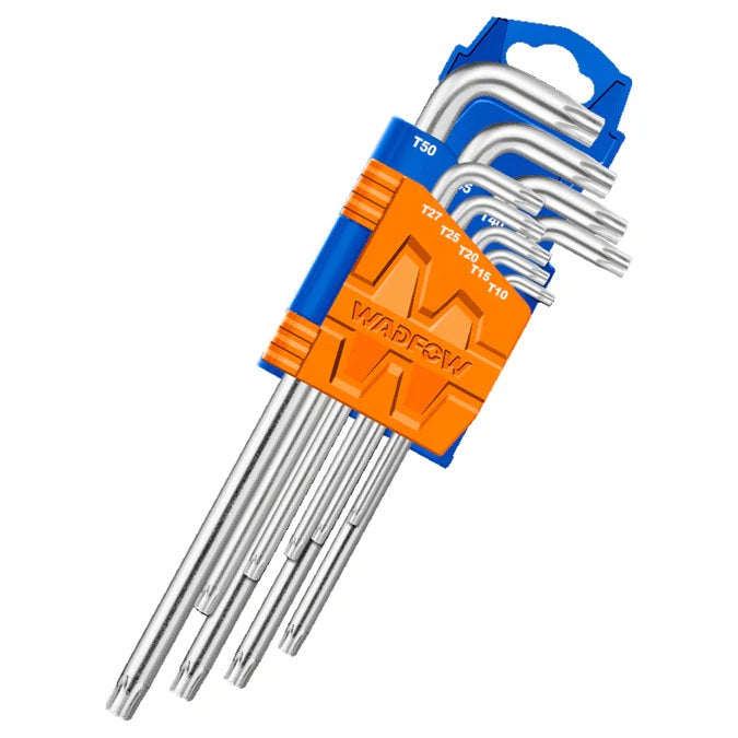 Jeu de 9 Clés Torx Longues – T10,T15,T20,T25,T27,T30,T40,T45,T50 - SQES