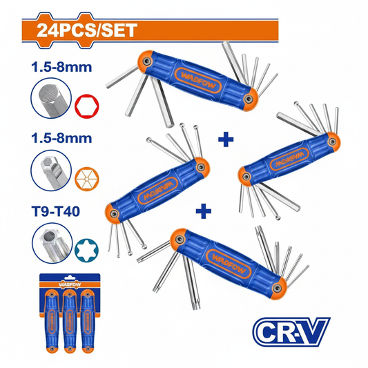  jeu 24 clés Allen Torx pliables WADFOW WHK4203 