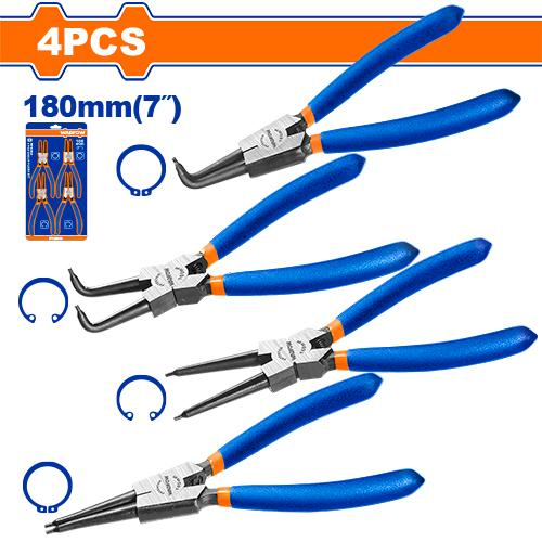 Jeu 4 Pinces Cerclips 7"/180mm Acier Carbon WADFOW WPS2604