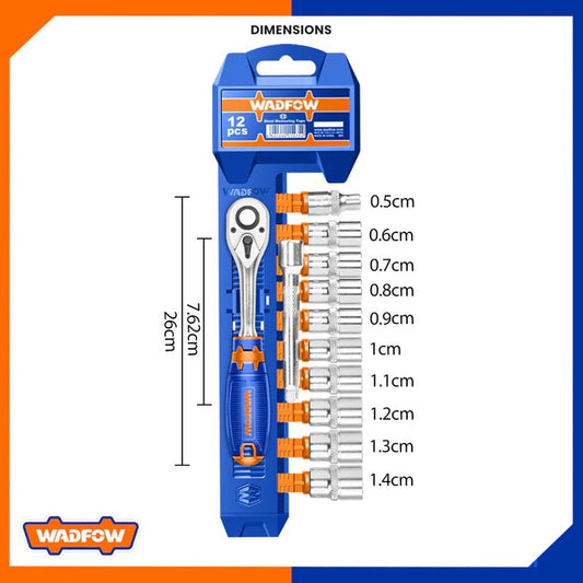 JEU DE 12 CLÉS À CLIQUET 1/4" CR-V - - SQES