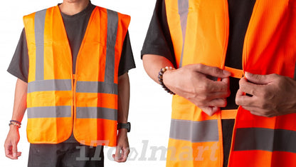Gilet Haute Visibilité - Bande Réfléchissante 5 cm - Sécurité & Confort - XL - SQES
