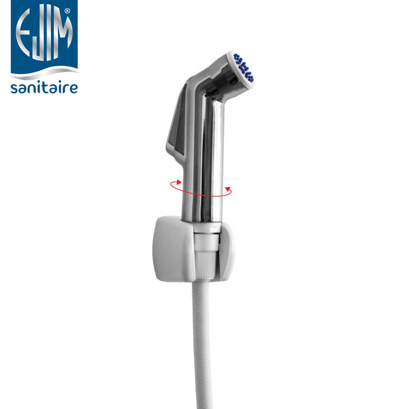 Kit douchette WC Shut Off blanc métallisé EJIM – contrôle débit, hygiène intime et nettoyage WC, raccord universel 1/2 pouce
