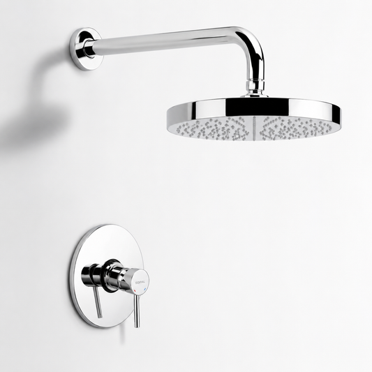 SOPAL Kit Mitigeur Douche Encastré Série Bizerte Réf. 06D0A04 — Rain Shower avec Bras, Douchette à Main avec Flexible et Support, Air Power, Energy Saving, Cartouche Céramique Ø35mm Water Saving, Chromé NF EN ISO 1456, Laiton, Garantie 5 Ans, Made in Tunisia | SQES Tunisie
