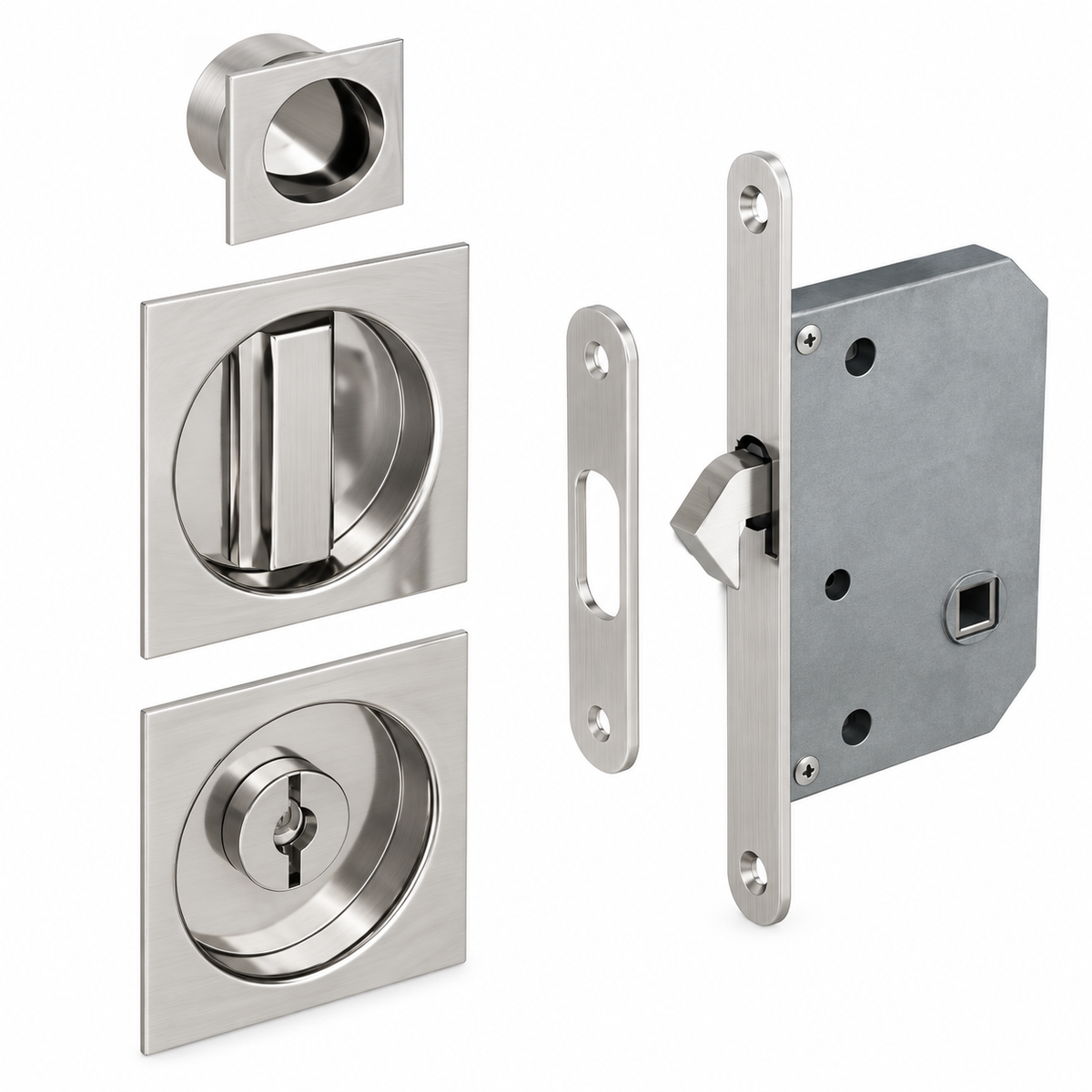 Kit serrure 48 COND carré ART DOOR — finitions Noir et SN, kit de serrurerie poignée et serrure, rosace carrée, quincaillerie et sécurité de porte | SQES Tunisie
