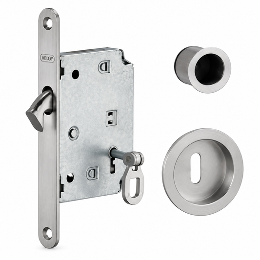 Kit serrure 58 PT rond ART DOOR — finitions Noir et SN, kit de serrurerie poignée et serrure, rosace ronde, quincaillerie et sécurité de porte | SQES Tunisie
