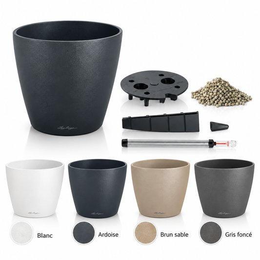 Pot LECHUZA CLASSICO Color 35, 35 × 32,5 cm, réservoir 4 L et volume de plantation 17 L. Disponible en quatre couleurs.