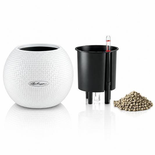 LECHUZA PURO Color 20 Blanc 13360, pot rond à aspect non tissé avec réservoir d’eau 0,5 L et volume de plantation 1,2 L, pour mettre en valeur les petites plantes | SQES Tunisie
