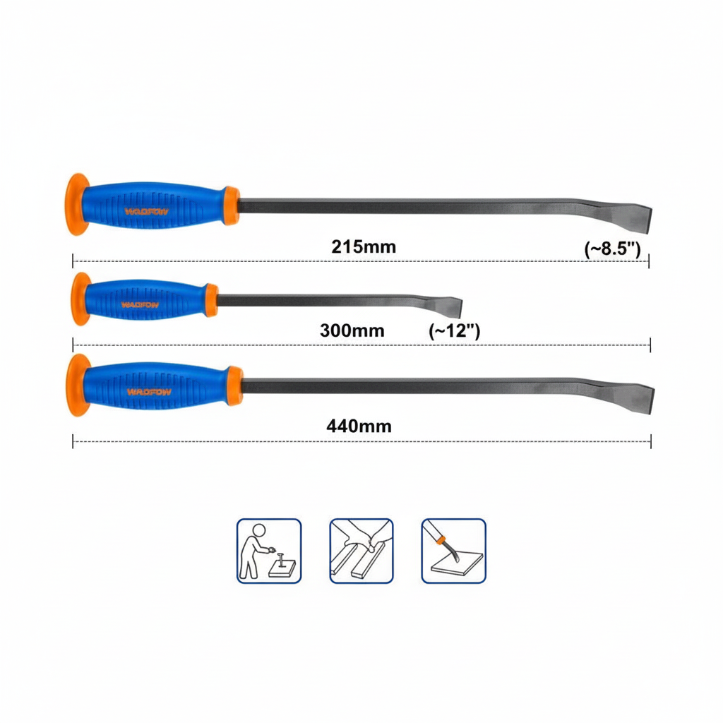 Les 3 leviers côte à côte avec mesures