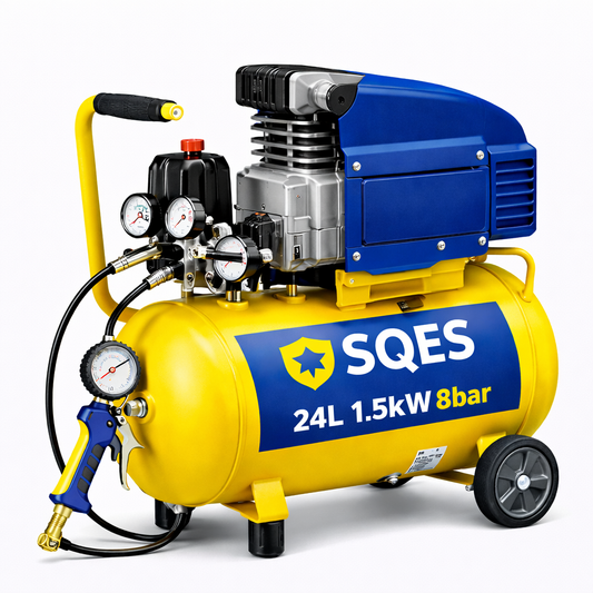 Compresseur d'air 24L 1,5kW 2HP 8 bar pompe huile 2850 tr/min 96dB 1000h garanti atelier chantier – Location à la journée | SQES Tunisie