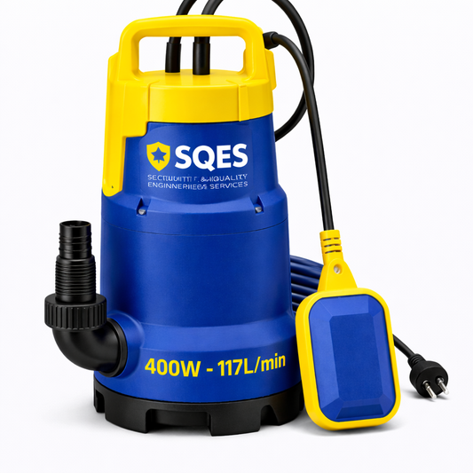 Pompe vide-cave automatique 400W débit 117L/min refoulement 8m flotteur câble 9m eaux claires – Location à la journée | SQES Tunisie
