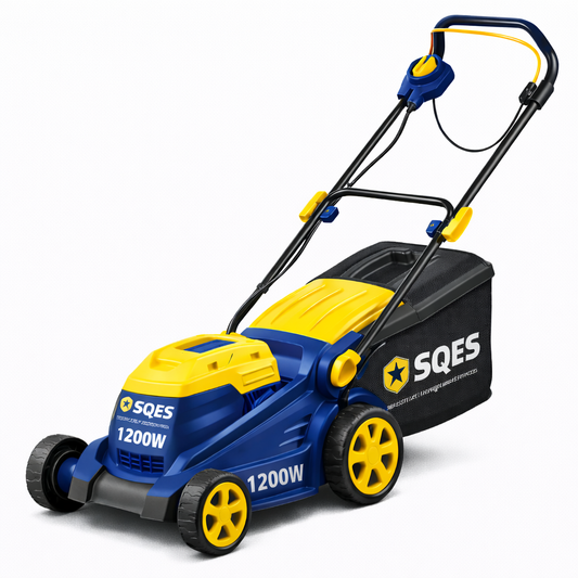 Tondeuse électrique 1200W diamètre coupe 32cm bac 28L 3 hauteurs jardins 500m² – Location à la journée | SQES Tunisie
