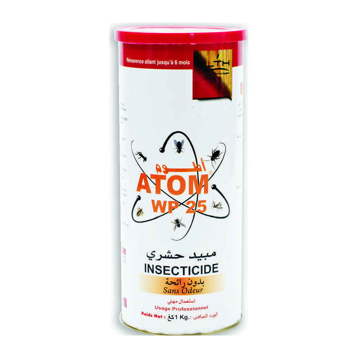 ATOM WP 25 LTH insecticide en poudre mouillable 1 kg – photographie du produit du catalogue LTH, fond blanc – SQES Tunisie
