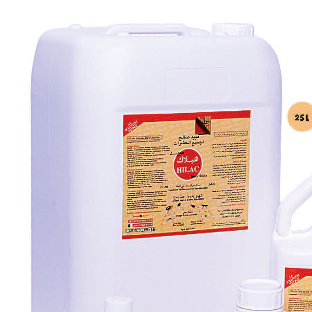 HILAC LTH 25 L – détail du grand bidon et de son étiquette d'origine, extrait du catalogue de gamme – SQES Tunisie