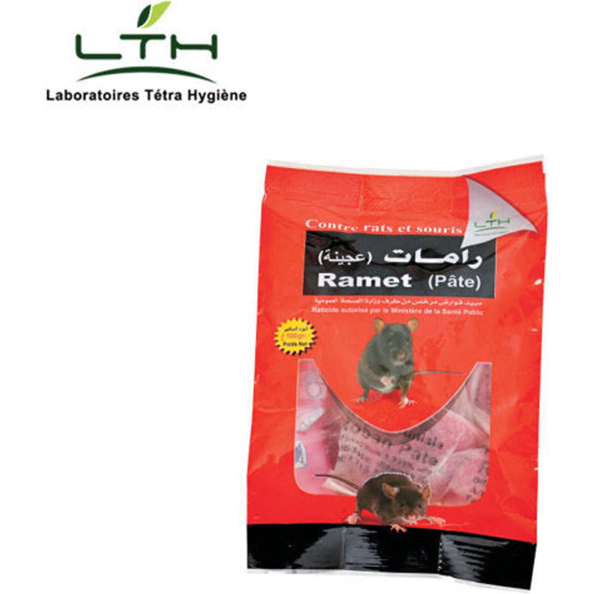 RAMET Pâte LTH 100 g – photographie du conditionnement, fond blanc, carré 2048 × 2048 px, SQES Tunisie
