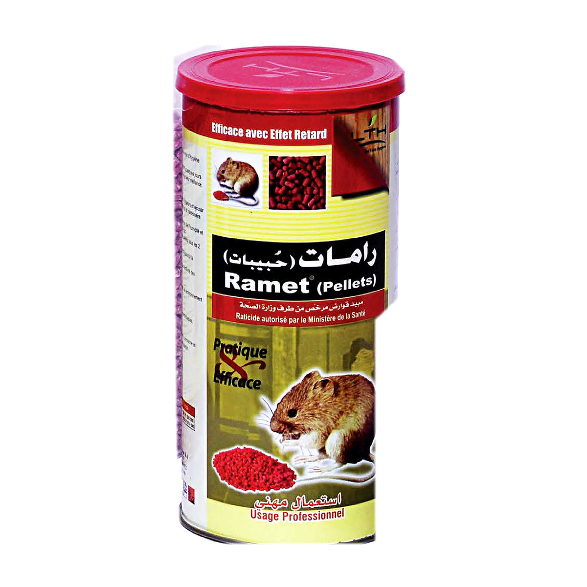 RAMET Pellets LTH – raticide granulés 1 kg, boîte fabricant sur fond blanc – SQES Tunisie