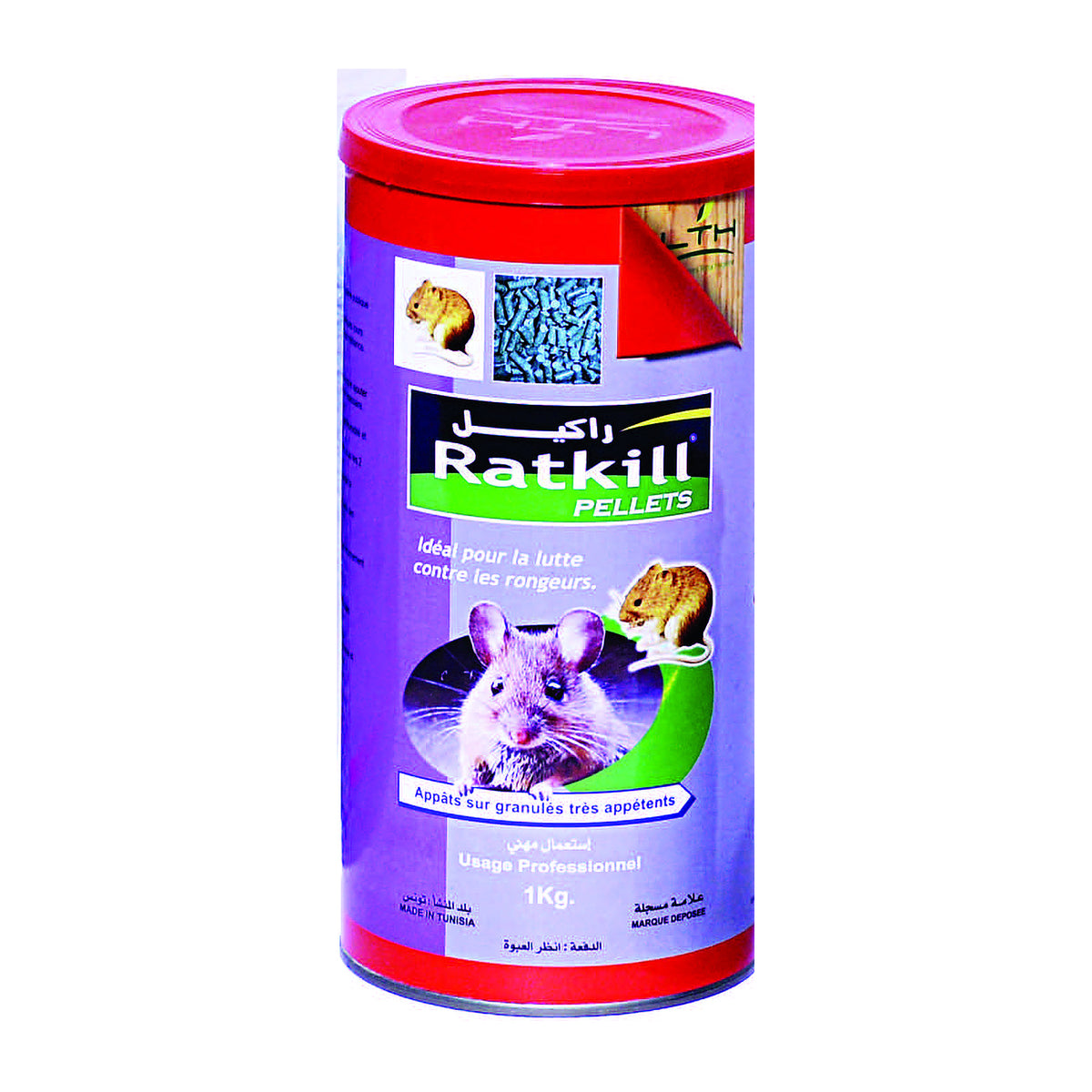 RATKILL Pellets LTH raticide granulés 1 kg – photographie du produit du catalogue LTH, fond blanc – SQES Tunisie