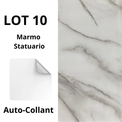 Panneaux muraux autocollants (10 pcs) - Carreaux Marbre MARMO STATUARIO - 30cmx60cm بديل الرخام - SQES