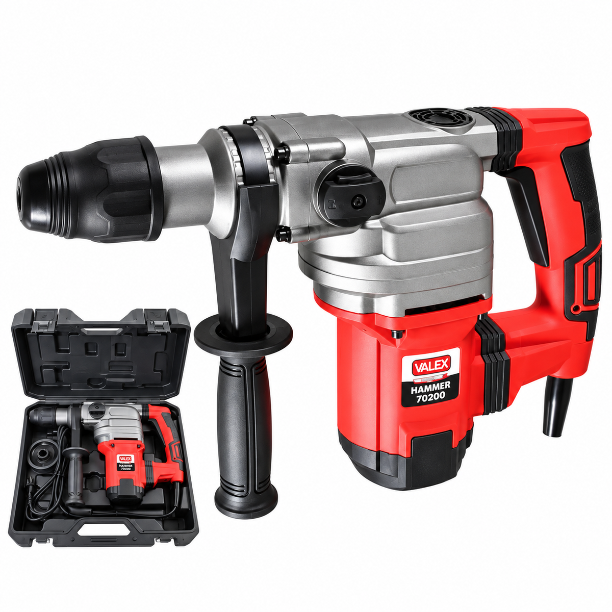 Marteau perforateur SDS-MAX VALEX HAMMER 70200 réf. 1421469, 1050W, 7,5J, 3860 coups/min, capacité béton 36 mm et système anti-vibration | SQES Tunisie
