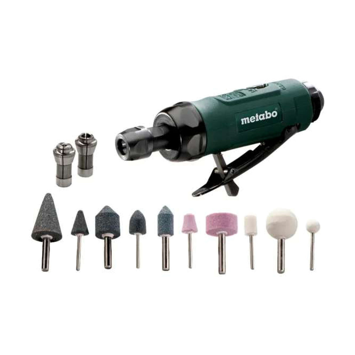 Meuleuse droite pneumatique Metabo DG 25 Set avec meules, référence 604116500 – photo réelle sur fond blanc, 1254 × 1254 px, SQES Tunisie