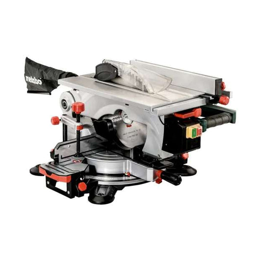 Scie à onglet et scie circulaire de table METABO KGT 305 M, référence 619004000 – photographie réelle du produit et accessoires, fond blanc 1254 × 1254 px, SQES Tunisie