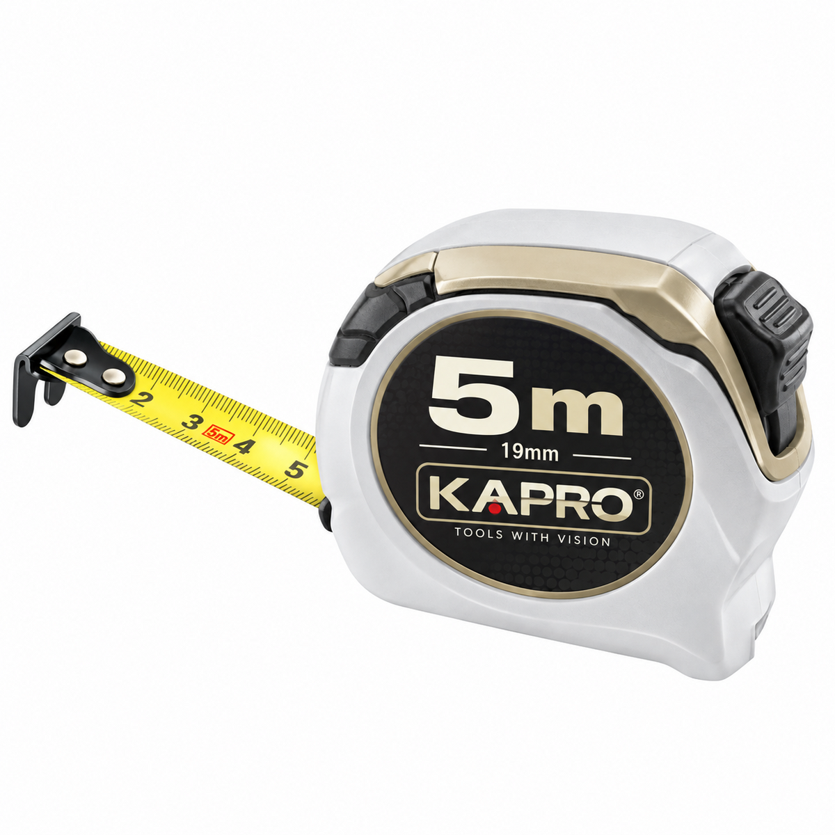 Mètre ruban KAPRO LD-577E de 5 mètres pour mesures de chantier, menuiserie, agencement et bricolage.