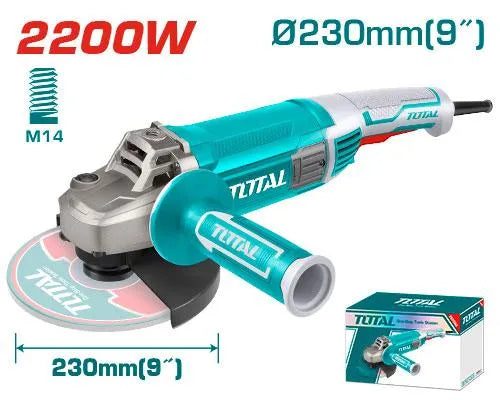 Meuleuse Angulaire TOTAL TG12223026 2200W 230mm 6600tr/min Broche M14 Poignée Auxiliaire Balais Rechange — SQES Tunisie
