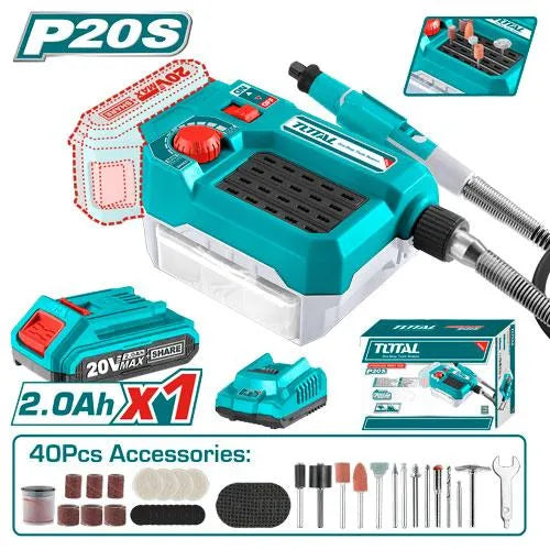 Mini Meuleuse Multifonctions TOTAL TMGLI20011 20V 33000tr/min Pince 3.2mm Kit 40 Accessoires Arbre Flexible — SQES Tunisie
