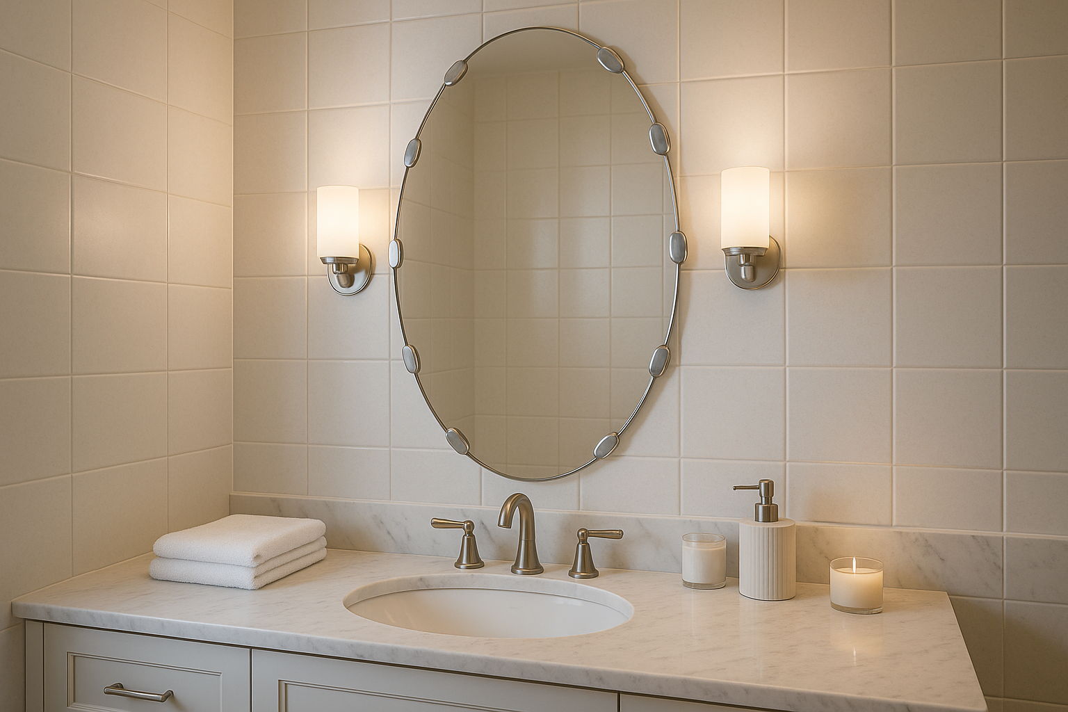 Miroir salle de bain moderne avec clips de support