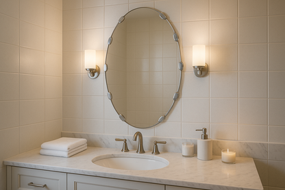 Miroir salle de bain moderne avec clips de support