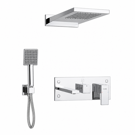 Mitigeur Bain/Douche Encastré 3 Sorties SOPAL Série El Jem — Pommeau Mural & Bec Bain Réf. 06FCA04