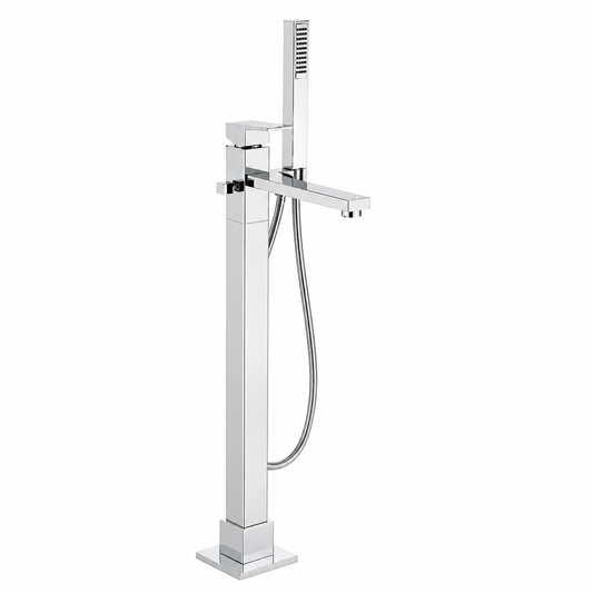 SOPAL Mitigeur Bain-Douche Sur Pied Série EL JEM Réf. 06DBA04 — Baignoire Îlot, Inverseur Automatique Verrouillable, Douchette à Main, Water Saving, Air Power, Energy Saving, Cartouche Céramique Ø35mm, Laiton Chrome NF EN ISO 1456, Garantie 5 Ans | SQES Tunisie
