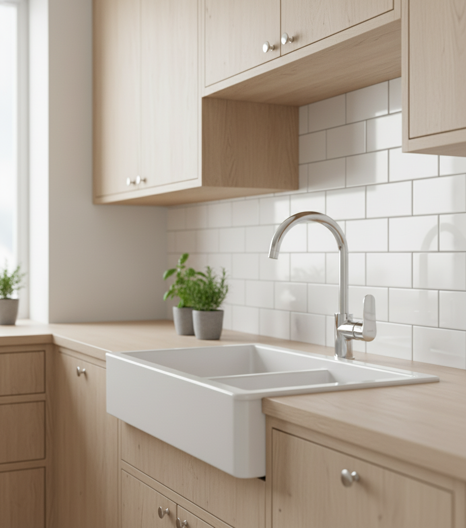 Mitigeur dans cuisine scandinave