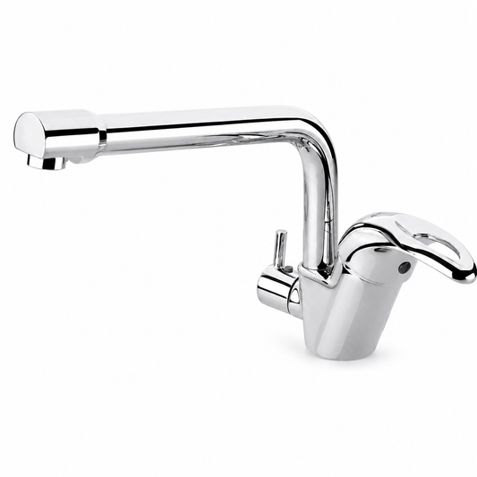 Mitigeur Évier 3 Entrées 1 Sortie SOPAL Série Djerba 06DSA04 — Bec Rotatif 360° Cartouche Ø40mm Chromé NF EN ISO 1456 | SQES Tunisie
