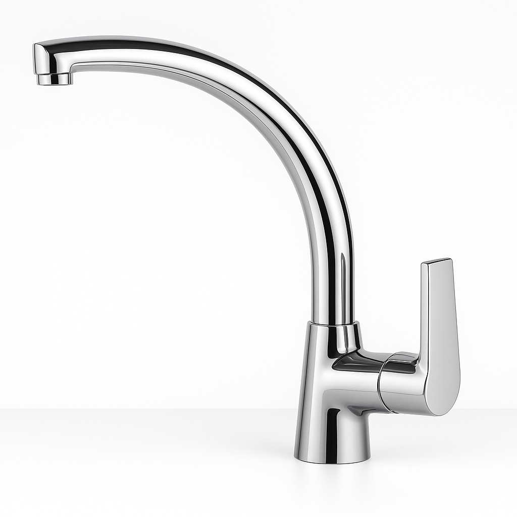 Mitigeur évier chrome bec orientable 360° FRAMO B200 – rotation fluide silencieuse, anti-traces, cartouche céramique, fabrication italienne premium

